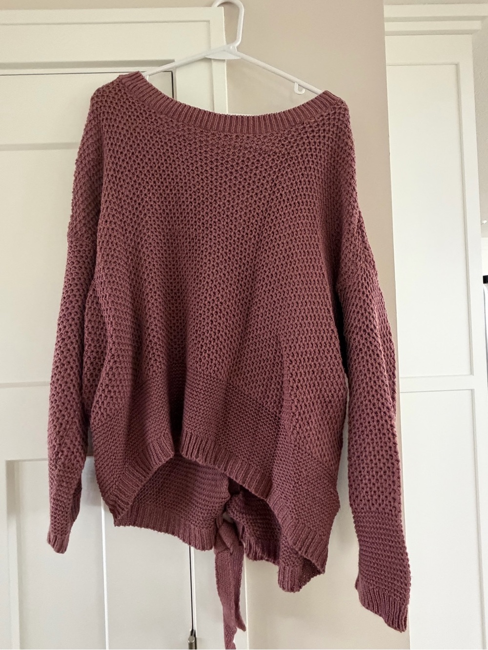 Express Off-the-Shoulder Dusty Rose Knit Sweater